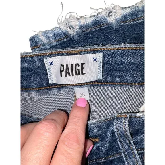 Paige 26 Waist Hoxton Distressed  Crop Skinny Legging Jeans Msrp. $219 - Picture 6 of 9